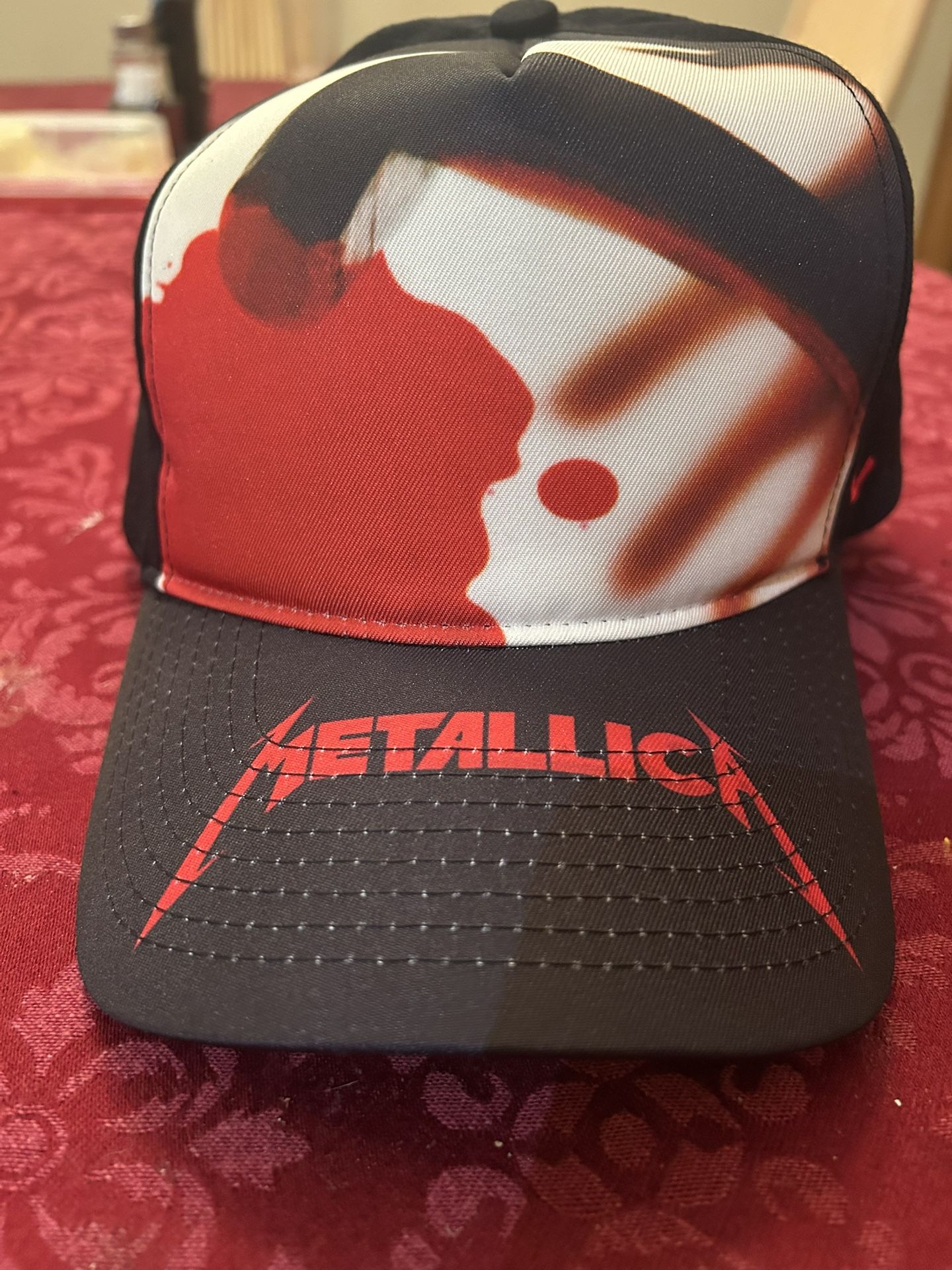 Black Red And White Metallica Adjustable Snap Back Cap