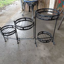 Vintage 4-Tier Wrought Iron Foldable Plant Stand