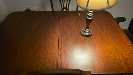 Double Pedestal Dining Table, Cabinet and 6 Chairs