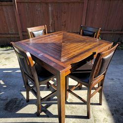 High Top Dining Set Tall Square Table Four Matching Chairs Decent Cond. 42 × 36