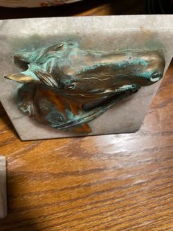 Marble equestrian book ends
