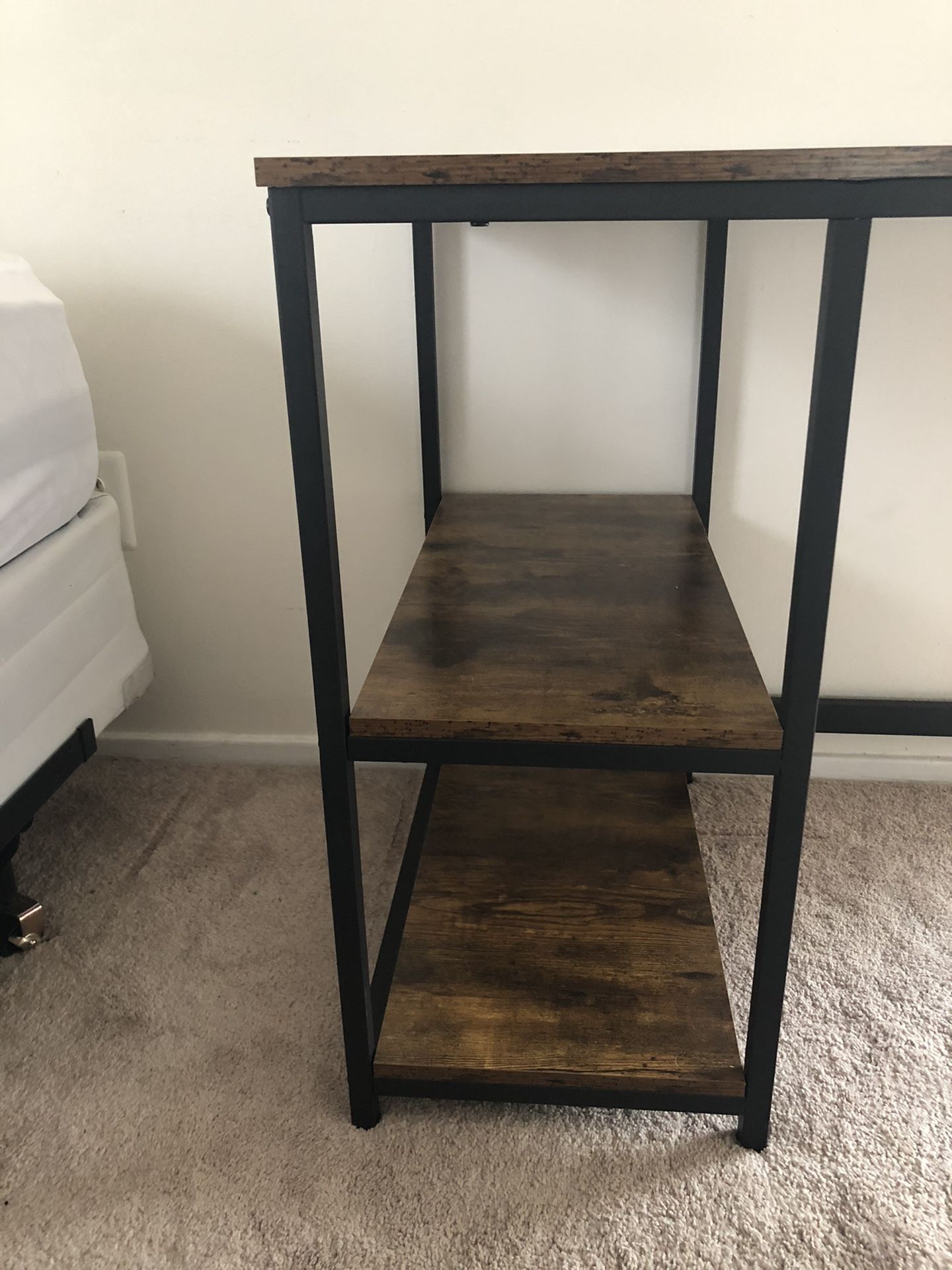 Desk- Wood/metal with shelves