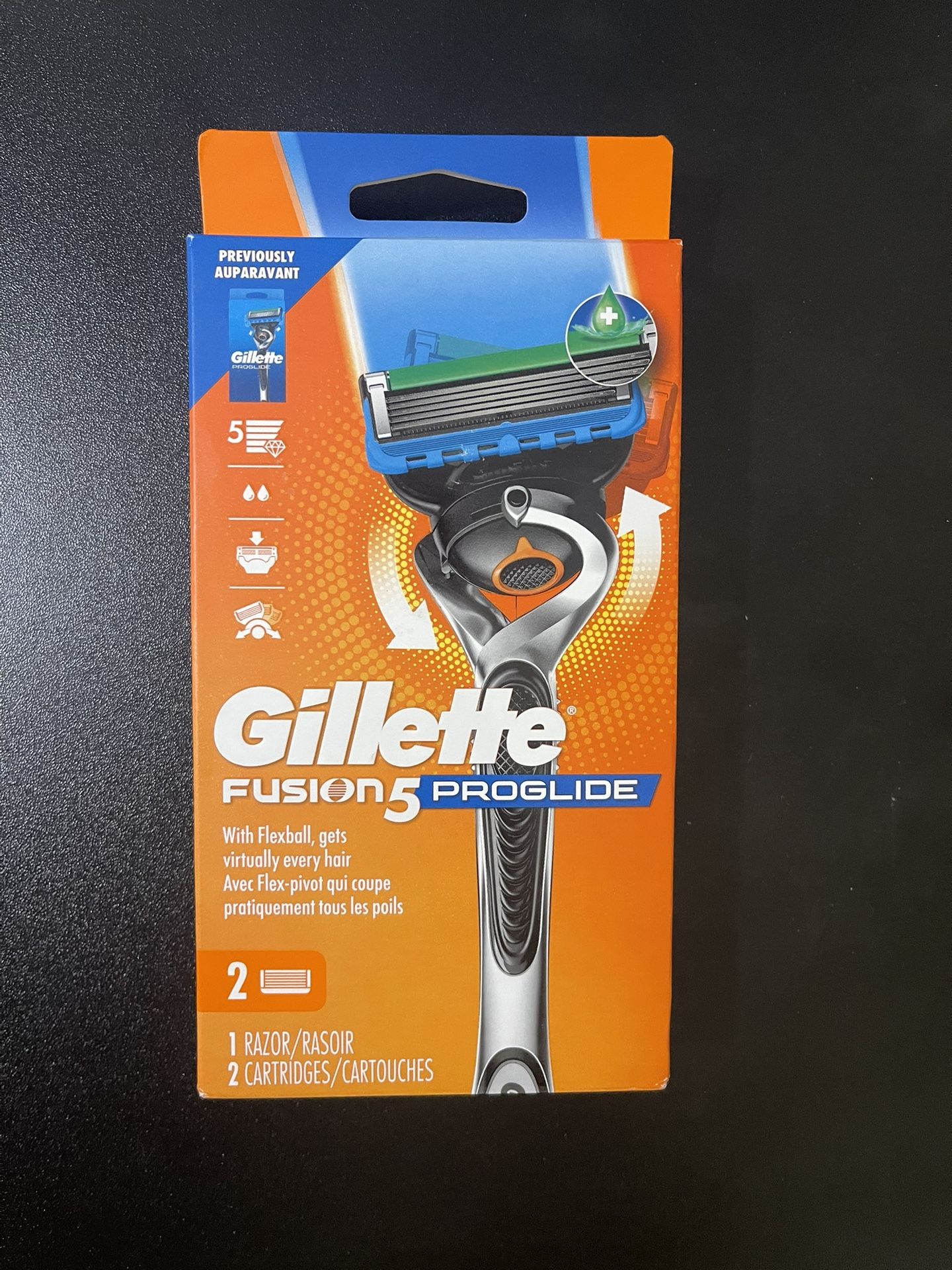 Gillette ProGlide Razor Men 5 Blade Manual Razor ,1 Handle and 2 Blade Refills