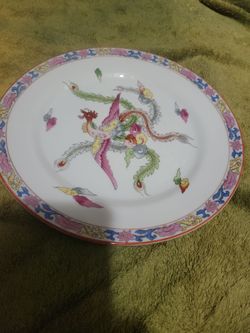 Vintage Chinese phoenix pearl porcelain  dinner plates