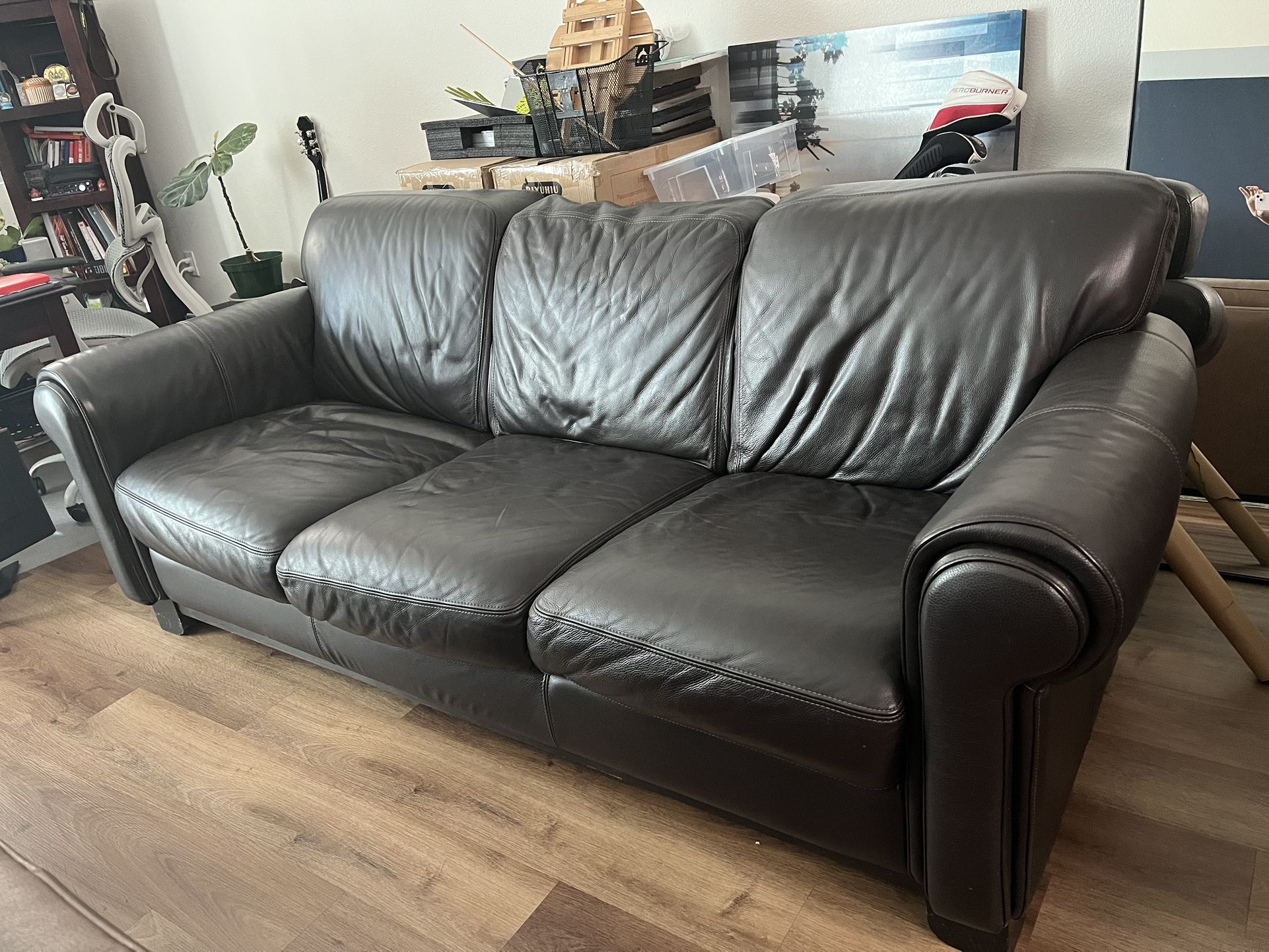 Dark brown Leather Couch