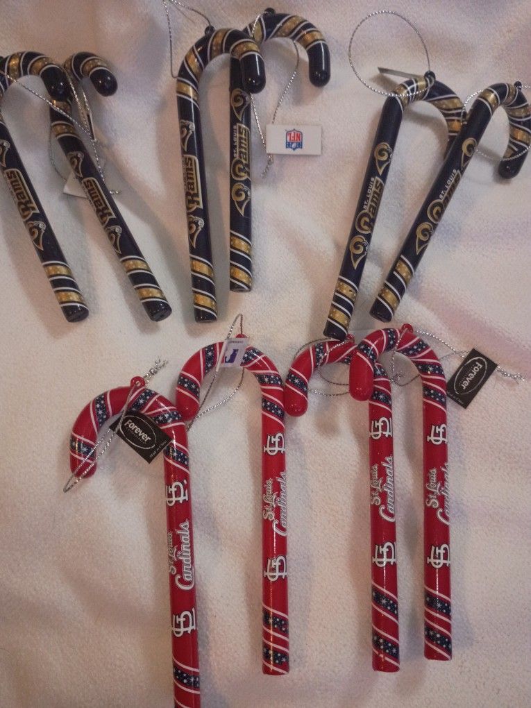 Cardinals And Rams Candy Canes