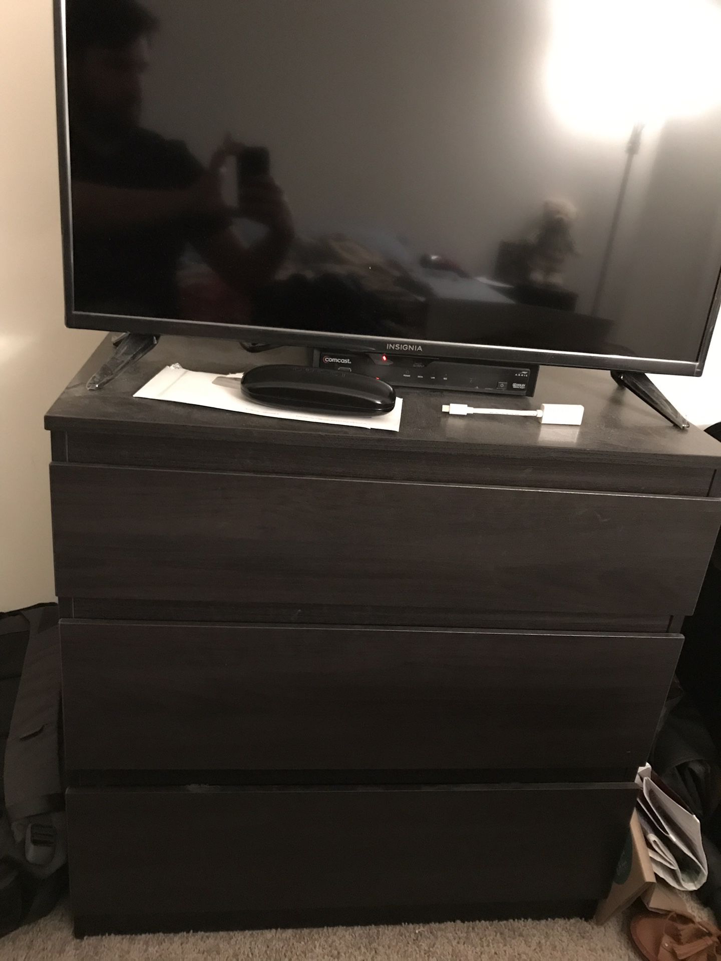 REDUCED PRICE - IKEA dresser + Insignia TV + Chair + IKEA desk + Queen mattress + bed frame