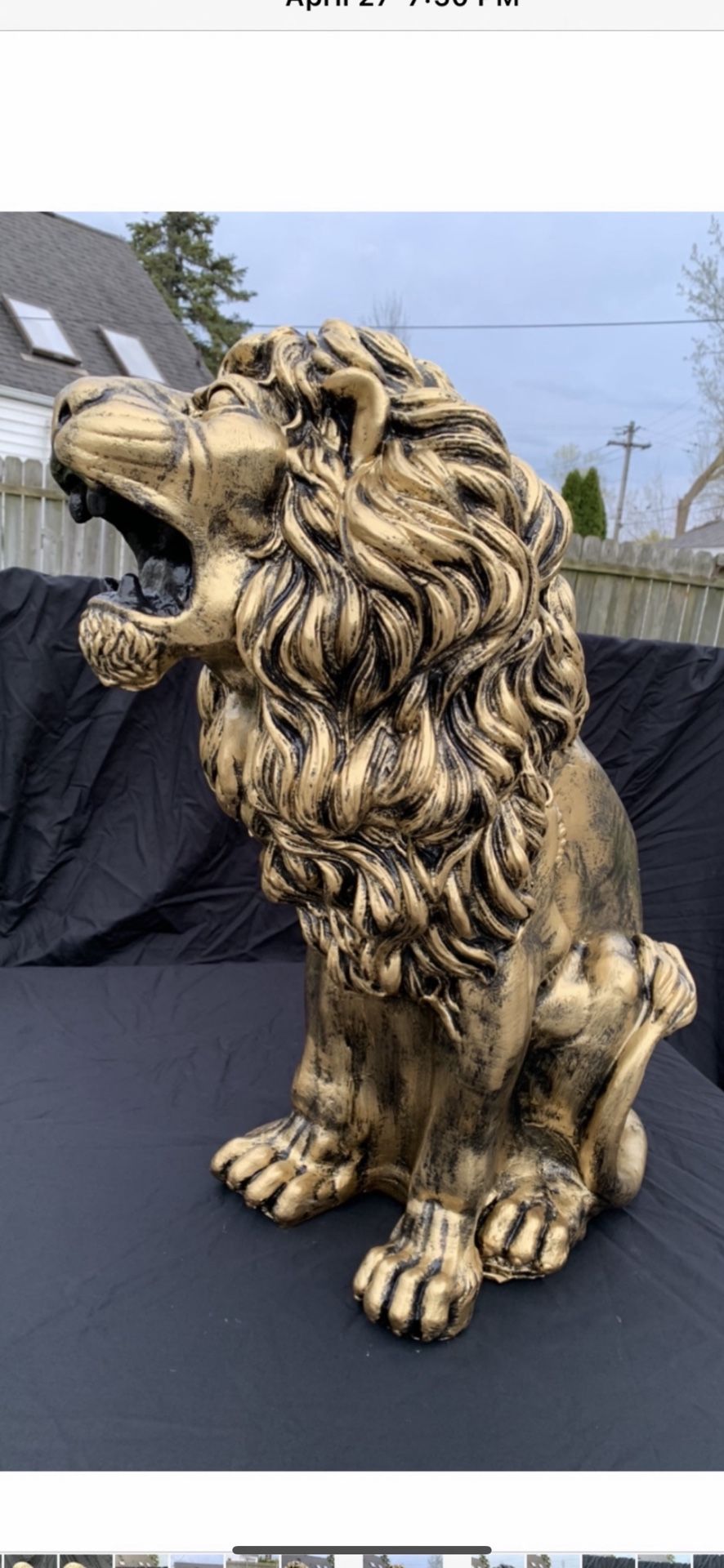 3 Foot Tall, Golden Lion Statue