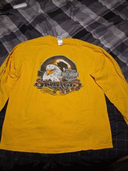Vintage Harley-Davidson Shirt Mens XL Yellow Sturgis Eagle Rally Long Sleeve Tee
