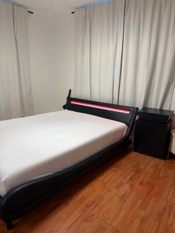Black Led Bed with nightstand