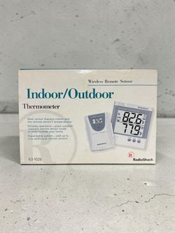 Vintage Radio Shack Indoor Outdoor Thermometer BOX STAINS - 63-1026 Wireless