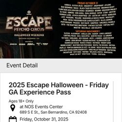 ESCAPE Halloween Friday GA Wristband