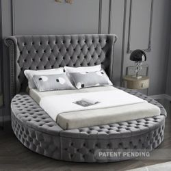Luxus Velvet Grey Queen Bed (3 Boxes)

