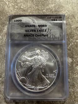 MS69 Silver Eagle Dollar ANACS Certified- 1999