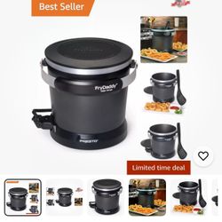 Compact Electric Deep Fryer - Precision Frying - Ceramic Nonstick - Handy Scoop