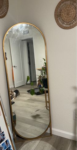 Full length arch mirror with gold frame