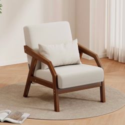 Solid Wood Accent Chair Mid-Century Modern Lounge Armchairs