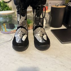 Coach Black And White Sasha Winter Boots 