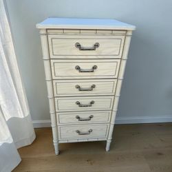 Vintage Hollywood Regency Faux Bamboo Tallboy Dresser Lingerie Chest 23x18x47.5in