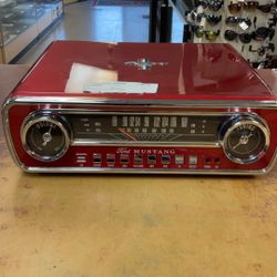Ion Ford Mustang Record Player Studebaker 3-Speed Pitch Control Turntable With Bluetooth Receiver And Radio