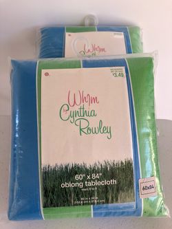 2 Cynthia Rowely Indoor Outdoor Vinyl Tablecloth 60” x 84”