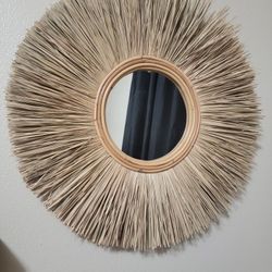 Set of 2 Bamboo Straw Mirror