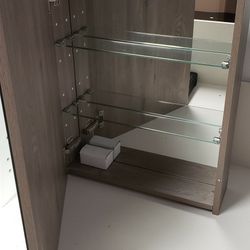Rustic grey wood wall mount mirror medicine cabinet