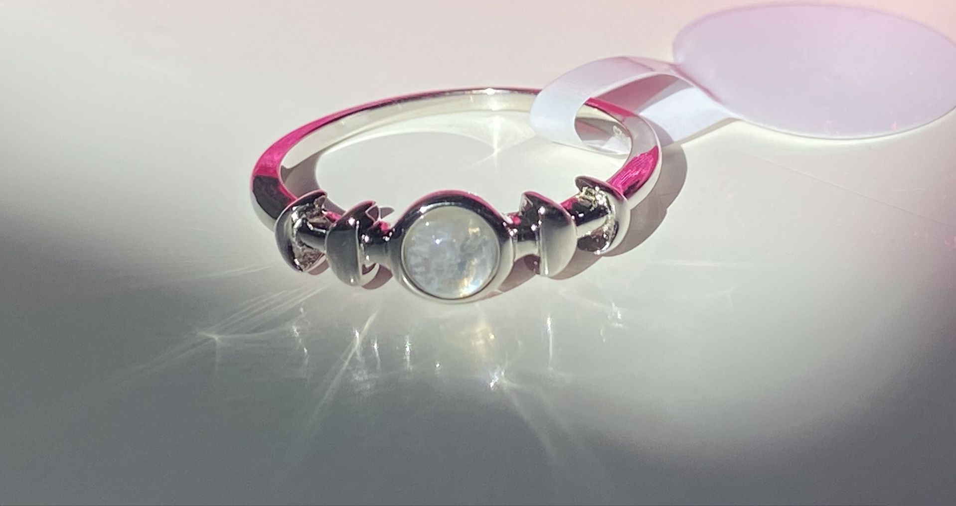 Dainty 925 Sterling silver moonstone minimalist ring Size 6