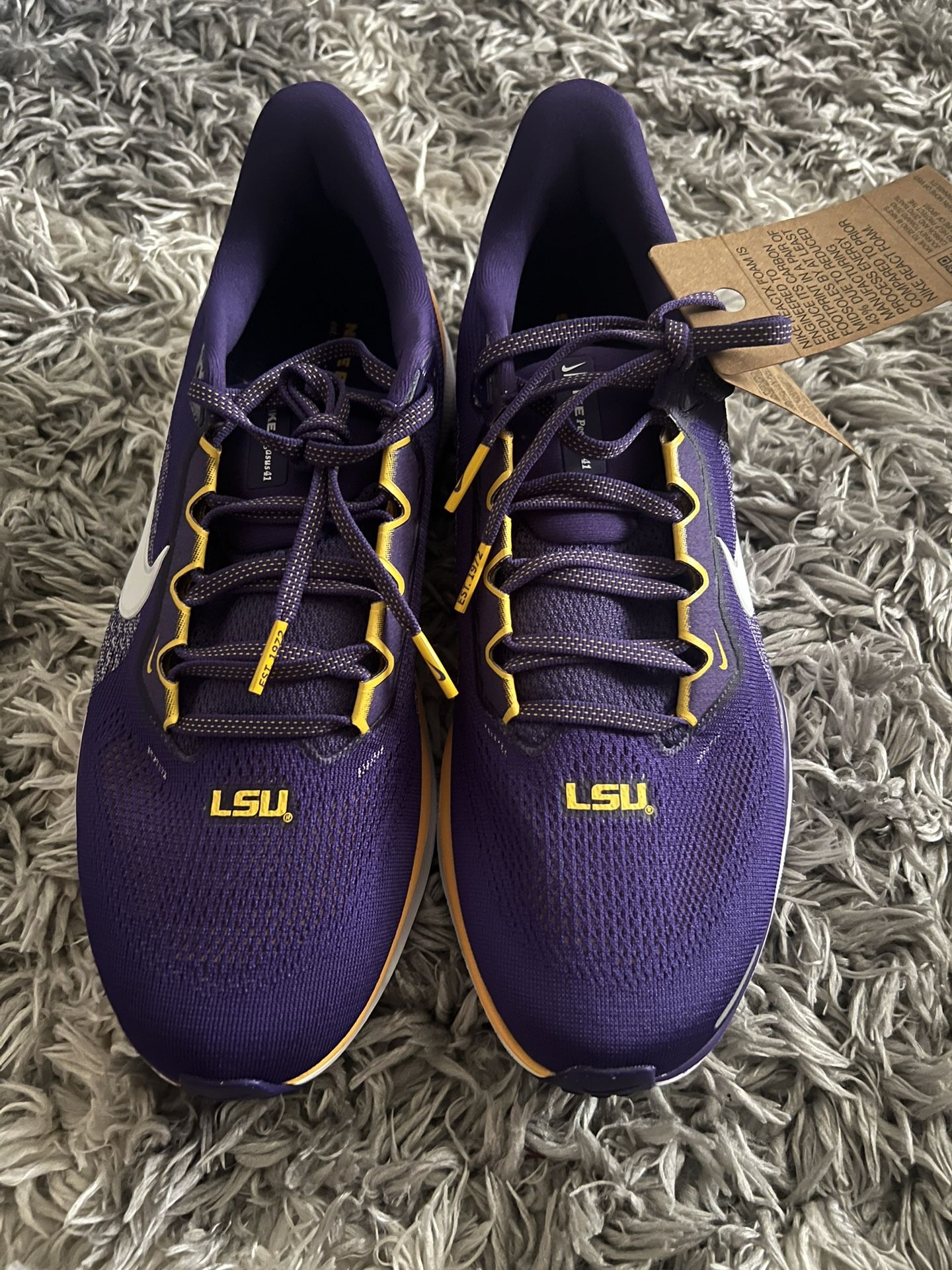 Nike Air Zoom Pegasus 41 Mens College Road Running Shoes LSU Sz 10
