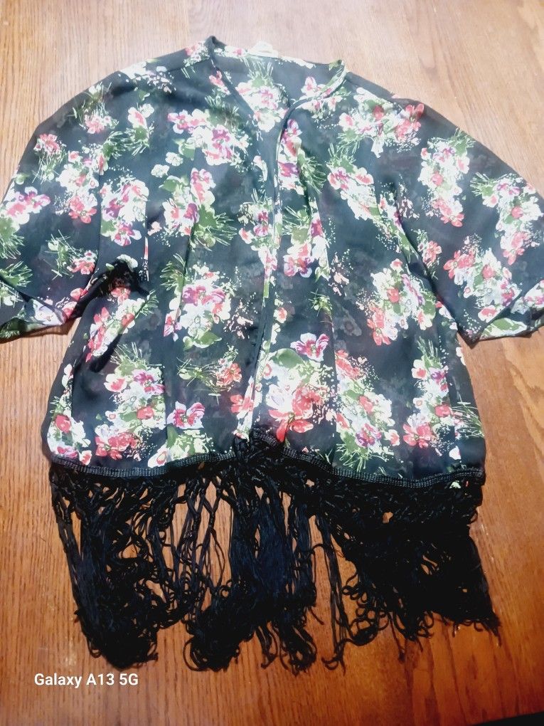 Flower Black Cardigan