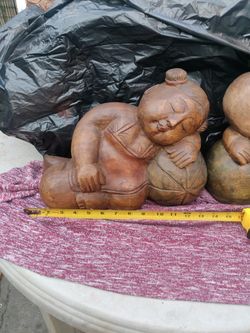 Buddha Statue Wood Carving Big Heavy Handmade Baby, Babies