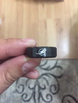 Miami Dolphins Black Titanium Ring