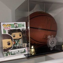 Jayson Tatum Autographed Ball With Case & Funko Pop