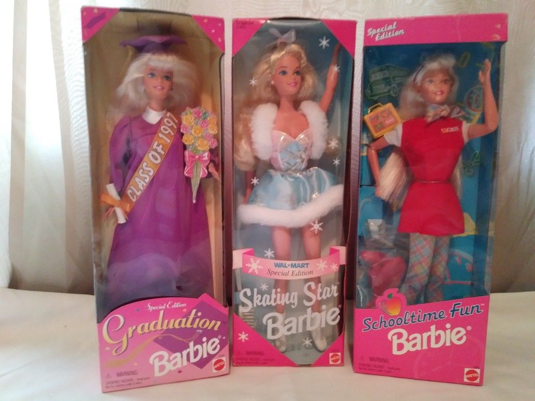 1997 Graduation, 1995 Skating, 1997 Schooltime Fun Barbies