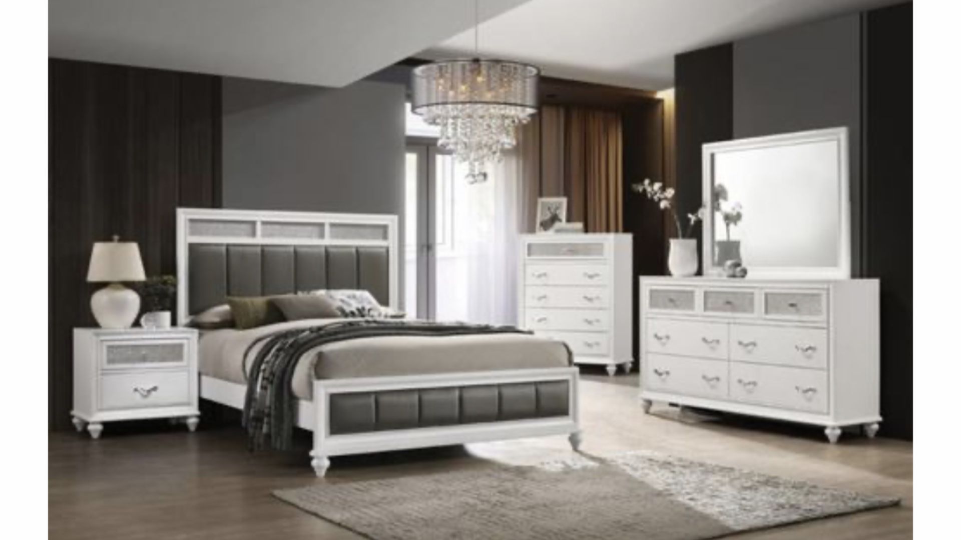 White or Black Glam Bedroom Set