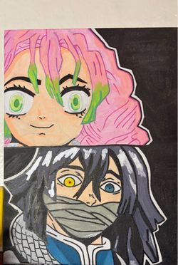 Mitsuri Kanroji and Obanai Iguro painting