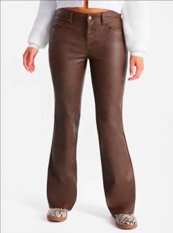 No Boundaries Brown Faux Leather Slim Bootcut Jeans NWT