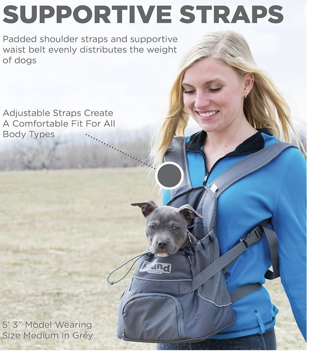 Outward Hound PoochPouch Dog Front Carrier, Medium, Grey