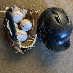 Baseball Glove And Helmet 