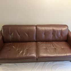Brown Leather Couch And Captains Chair