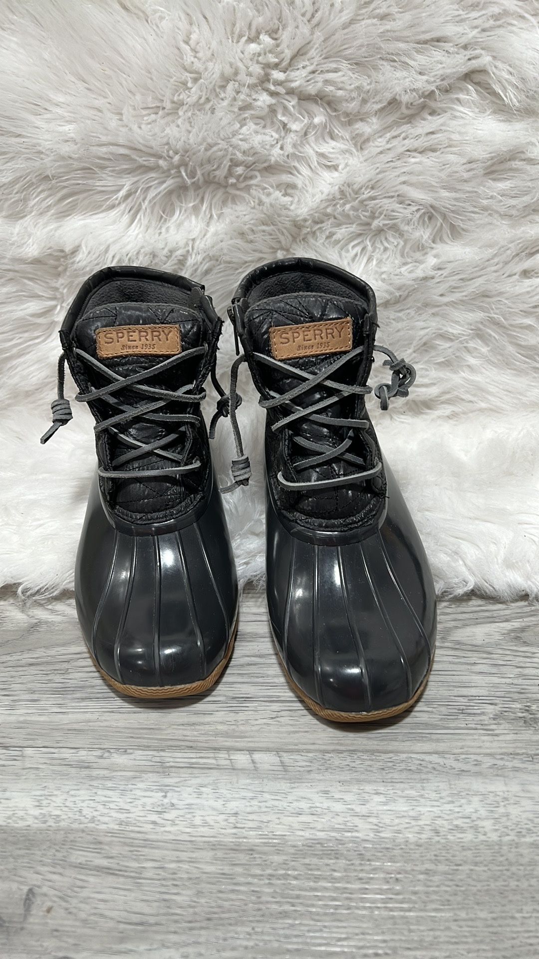 Sperry Saltwater Duck Boots Quilted Zipper Rubber Women's 7.5 