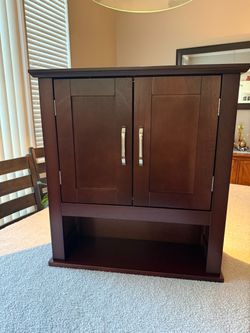 ChooChoo Dark Cherry Wood Wall Cabinet – New/Like New – $100 OBO