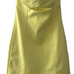 NWT ZARA STRAPLESS CUT OUT MINI DRESS LIGHT YELLOW SIZE MEDIUM STAINS
