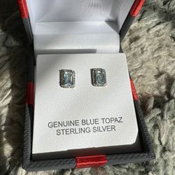 Genuine Sky Blue Topaz Earrings 