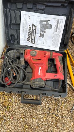 Bauer 1-1/4" SDS Rotary Hammer Kit + concrete hole drill bit + crowbars