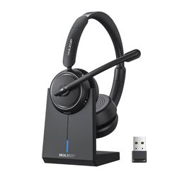 new Wireless Headset with Mic for Work, Bluetooth Headset with Microphone Noise Cancelling & Mute Button, 65H Talk Time, Comfortable Wireless Headsets