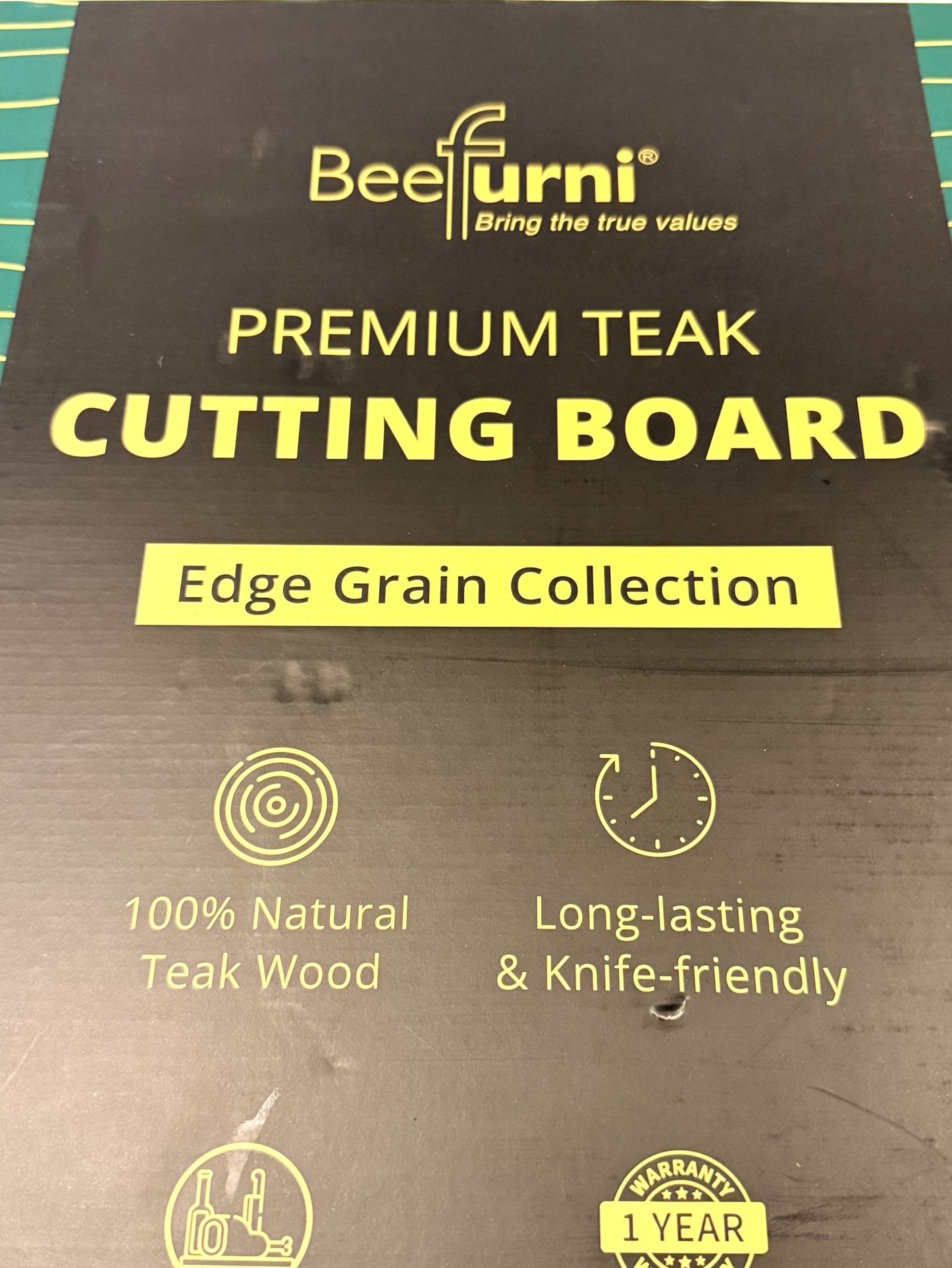 BEEFURNI Teak Wood Cutting Board with Hand Grip (XL 24x17x1.5