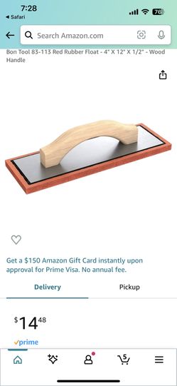 Bon Tool 83-113 Red Rubber Float - 4" X 12" X 1/2" - Wood Handle