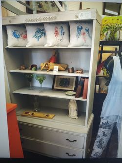 Light blue shabby chic bookcase or dresser