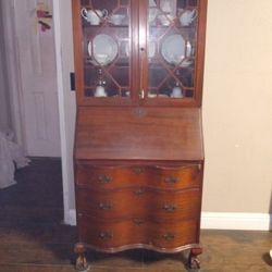 Vintage Secretary Desk With Bookshelf